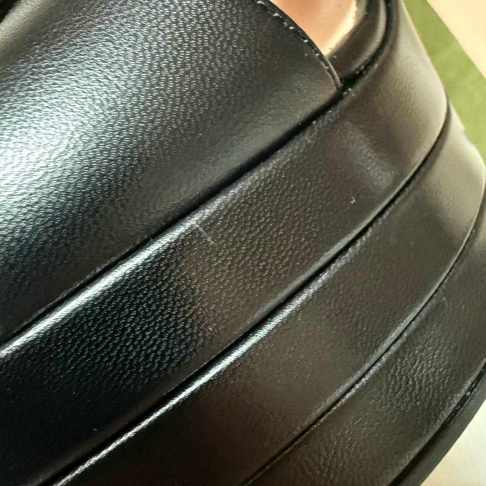 Gucci GG Malaga Kid Leather Platform Sandals Black Sz 40 / 10 - Picture 8 of 16